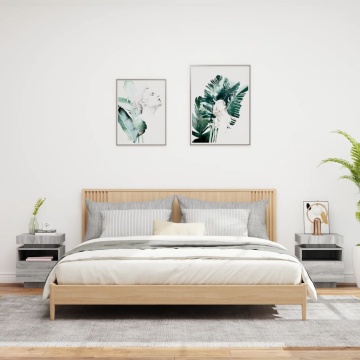 Noptiere cu lumini LED, 2 buc., sonoma gri, 40x39x48,5 cm - Img 3