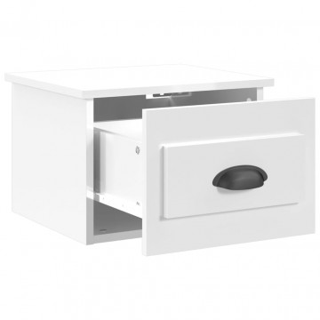 Noptiere de perete, 2 buc., alb extralucios, 41,5x36x28 cm - Img 5