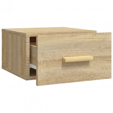 Noptiere de perete, 2 buc., stejar sonoma, 35x35x20 cm - Img 6