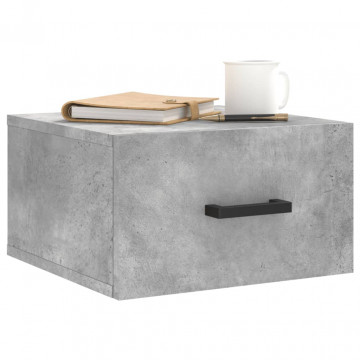Noptiere montate pe perete 2 buc. gri beton 35x35x20 cm - Img 3