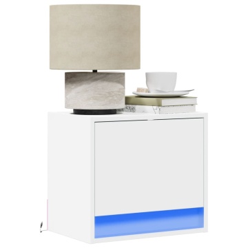Noptiere montate pe perete cu lumini LED, 2 buc., alb - Img 1