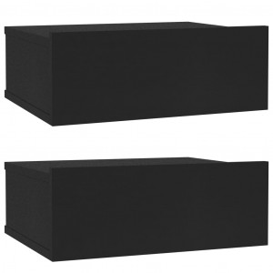 Noptiere suspendate, 2 buc., negru, 40 x 30 x 15 cm, PAL - Img 2