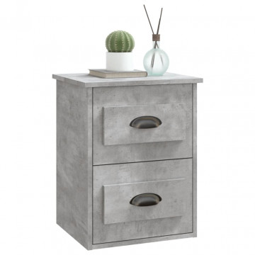 Noptiere suspendate pe perete, 2 buc., gri beton, 41,5x36x53 cm - Img 8