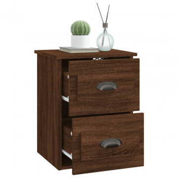 Noptiere suspendate pe perete, 2 buc, stejar maro, 41,5x36x53cm - Img 5