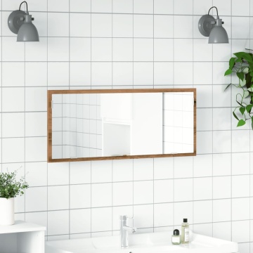 Oglindă baie LED stejar artizanal, 100x8,5x37 cm lemn prelucrat - Img 4