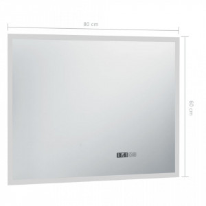 Oglindă cu LED de baie cu senzor tactil și afișaj oră, 80x60 cm - Img 6
