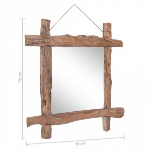 Oglindă cu ramă bușteni, natural, 70x70 cm, lemn masiv reciclat - Img 7