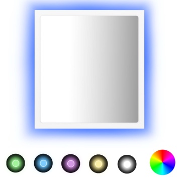 Oglindă de baie cu LED, alb, 40x8,5x37 cm, acril - Img 2