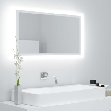 Oglindă de baie cu LED, alb, 80x8,5x37 cm, acril - Img 1