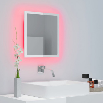 Oglindă de baie cu LED, alb extralucios, 40x8,5x37 cm - Img 5