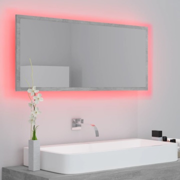 Oglindă de baie cu LED, gri beton, 100x8,5x37 cm, acril - Img 8
