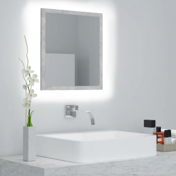 Oglindă de baie cu LED, gri beton, 40x8,5x37 cm, PAL - Img 1