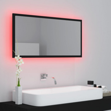 Oglindă de baie cu LED, negru, 90x8,5x37 cm, PAL - Img 3