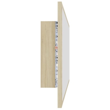 Oglindă de baie cu LED, stejar sonoma, 100x8,5x37 cm, acril - Img 7
