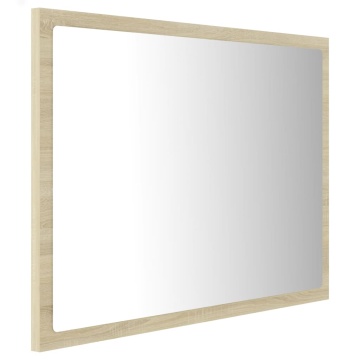 Oglindă de baie cu LED, stejar sonoma, 60x8,5x37 cm, acril - Img 4