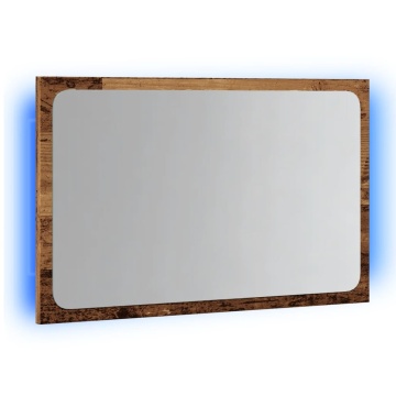 Oglindă de baie cu lumină LED, stejar artizanal, 60x8,5x38 cm - Img 3