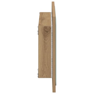 Oglindă de baie cu lumină LED, stejar artizanal, 60x8,5x38 cm - Img 6