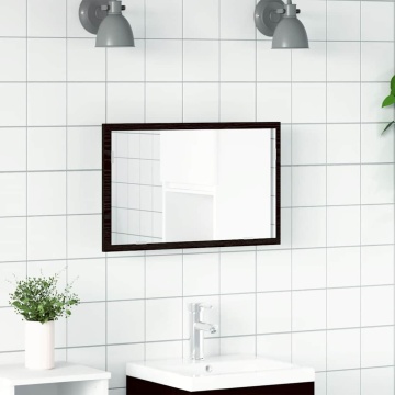 Oglindă de baie cu lumini LED, stejar negru, 60x8,5x37 cm - Img 4