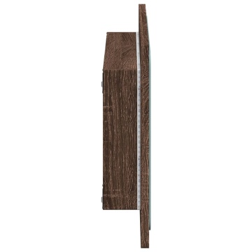Oglindă de baie LED, stejar maro, 60x8,5x38 cm lemn prelucrat - Img 6