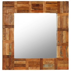 Oglindă de perete, 60 x 60 cm, lemn masiv reciclat - Img 3