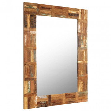 Oglindă de perete, 60 x 90 cm, lemn masiv reciclat - Img 1