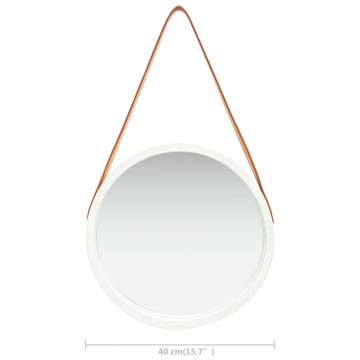 Oglindă de perete cu o curea, 40 cm, alb - Img 5