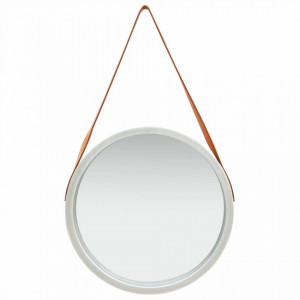 Oglindă de perete cu o curea, 50 cm, argintiu - Img 2