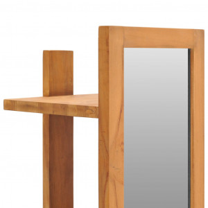 Oglindă de perete cu rafturi, 30x30x120 cm, lemn masiv de tec - Img 4