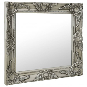 Oglindă de perete în stil baroc, argintiu, 50 x 50 cm - Img 8