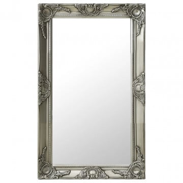 Oglindă de perete în stil baroc, argintiu, 50 x 80 cm - Img 1