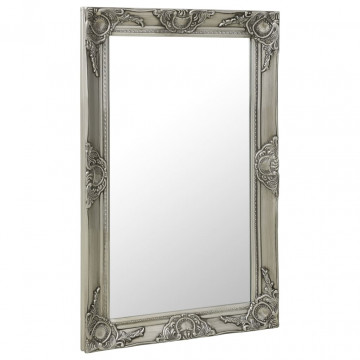 Oglindă de perete în stil baroc, argintiu, 50 x 80 cm - Img 2