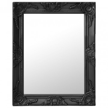Oglindă de perete în stil baroc, negru, 50 x 60 cm - Img 1