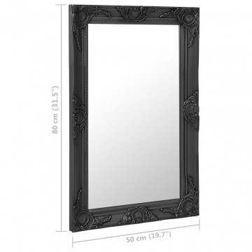 Oglindă de perete în stil baroc, negru, 50 x 80 cm - Img 5