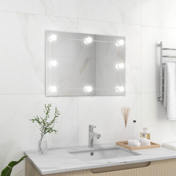 Oglindă de perete lumini LED fără ramă sticlă dreptunghiulară - Img 1