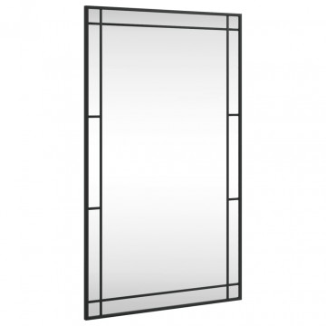 Oglindă de perete, negru, 60x100 cm, dreptunghiulară, fier - Img 2