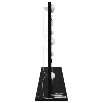 Oglindă de toaletă cu lumini LED Negru Stejar 100x55x18 cm - Img 4