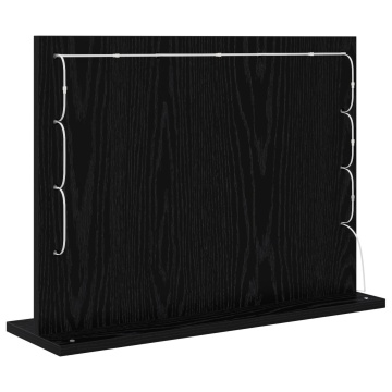 Oglindă de toaletă cu lumini LED Stejar negru 60x45x18 cm - Img 4
