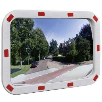 Oglindă de trafic convexă dreptunghiulară, 40 x 60 cm, cu reflectoare - Img 1
