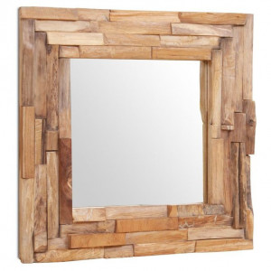 Oglindă decorativă din lemn de tec, 60 x 60 cm, pătrat - Img 2