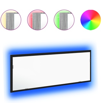 Oglindă LED pentru baie cu cadru din stejar negru, 100x8,5x37 cm, din lemn îngineresc - Img 3