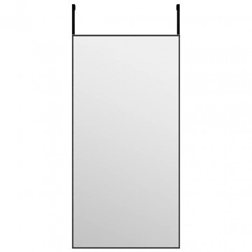 Oglindă pentru ușă, negru, 40x80 cm, sticlă și aluminiu - Img 2