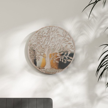 Oglindă rotundă,nisip,40x2,5 cm,fier, utilizare în interior - Img 1