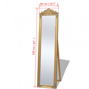 Oglindă verticală în stil baroc 160 x 40 cm auriu - Img 5