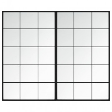Oglinzi de perete, 2 buc., negru, 100x60 cm, metal - Img 2