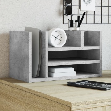 Organizator birou, gri beton, 44,5x24x25 cm lemn prelucrat - Img 1