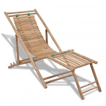Outdoor Deck Chair with Footrest Bamboo - Img 1