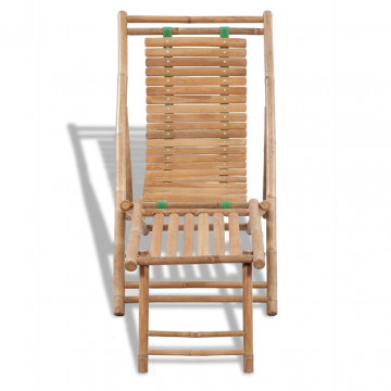 Outdoor Deck Chair with Footrest Bamboo - Img 2