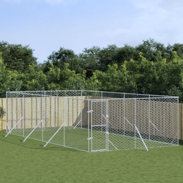 Padoc de exterior pentru câini argintiu 4x8x2 m oțel galvanizat - Img 1