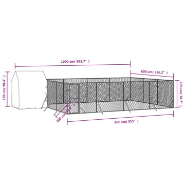 Padoc exterior cu acoperiș argintiu 10x6x2,5 m oțel galvanizat - Img 4