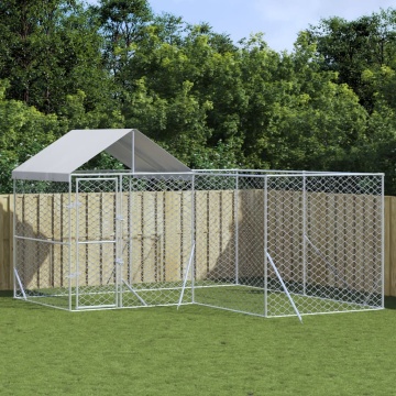 Padoc exterior cu acoperiș argintiu 4x4x2,5 m oțel galvanizat - Img 1